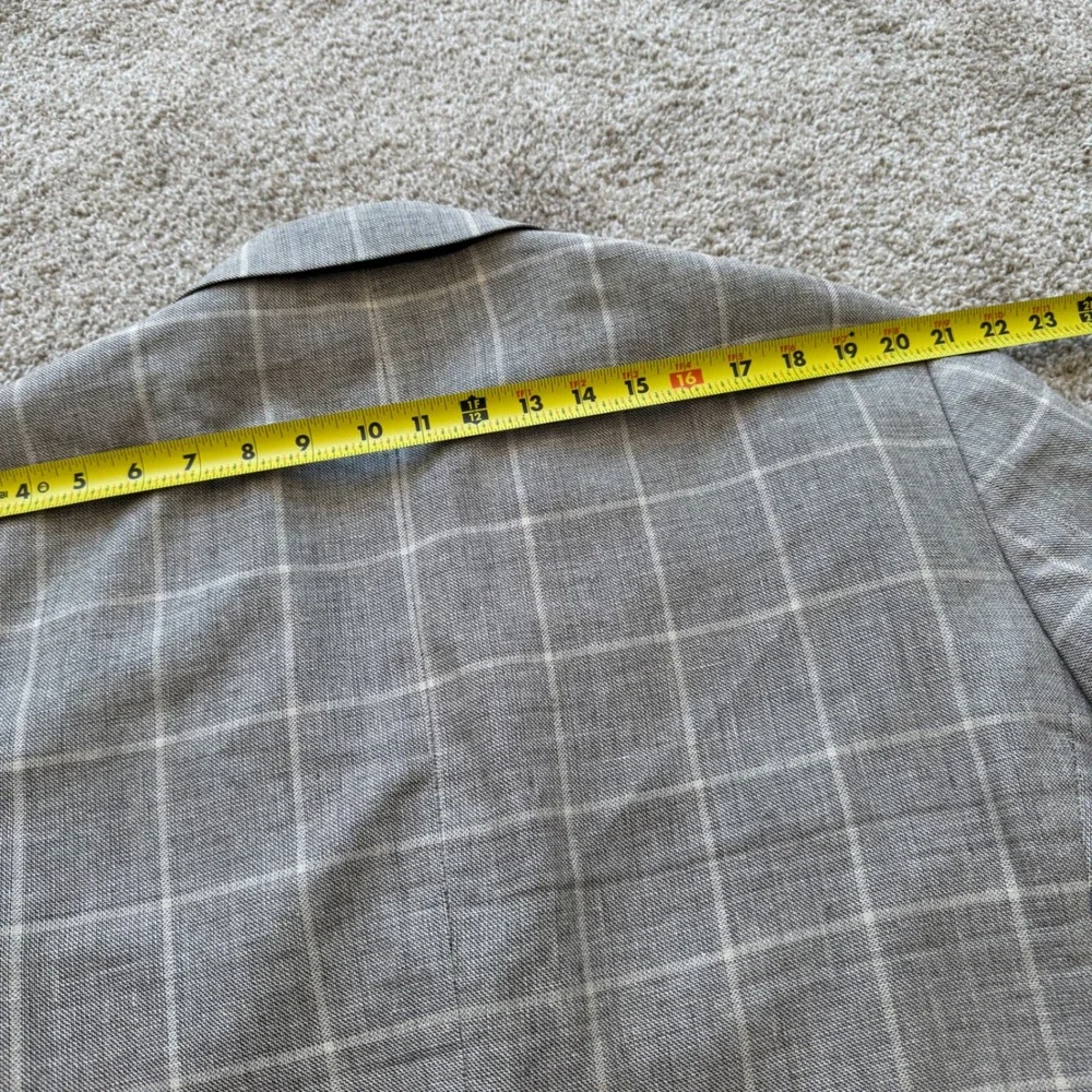 Jos. A. Bank Sport Coat Mens 48 XL Grey Silk Linen Wool Windowpane Plaid Blazer